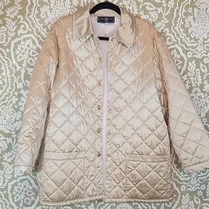 St John Sport Gold Quilted Coat Jacket Sz M